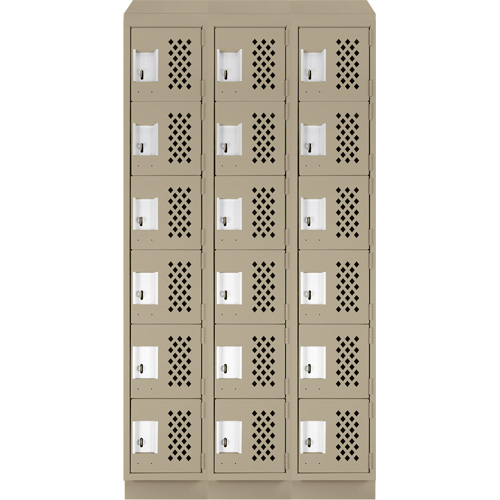 Clean-Line Perforated Lockerette, 6 -tier, Bank of 3, 15" x 72" x 12", Steel Advanced Consulting and Training Ltd.