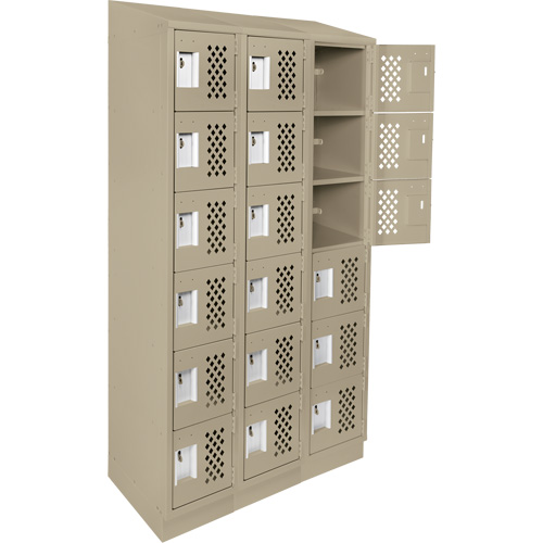 Clean-Line Perforated Lockerette, 6 -tier, Bank of 3, 15" x 72" x 12", Steel Advanced Consulting and Training Ltd.
