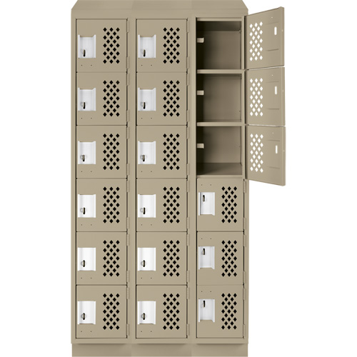 Clean-Line Perforated Lockerette, 6 -tier, Bank of 3, 15" x 72" x 12", Steel Advanced Consulting and Training Ltd.