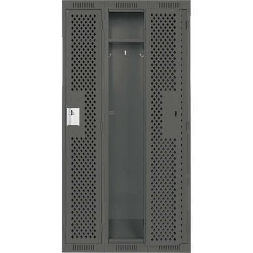 Clean Line Lockers, Bank of 3, 36" x 15" x 72", Steel, Charcoal, Rivet (Assembled), Perforated Advanced Consulting and Training Ltd.