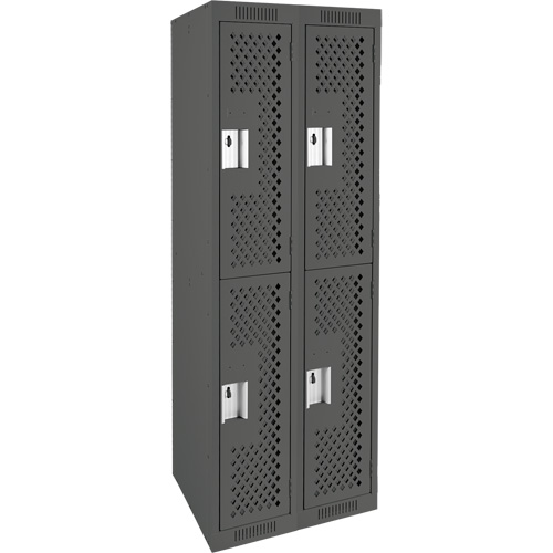 Clean Line Lockers, 2 -tier, Bank of 2, 24" x 15" x 72", Steel, Charcoal, Rivet (Assembled), Perforated Advanced Consulting and Training Ltd.