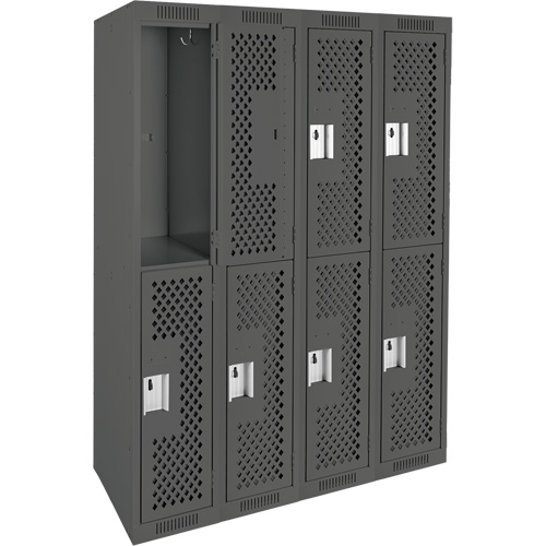 Casiers Clean Line, 2 niveaux, Bloc de 4, 48" x 15" x 72", Acier, Charbon, Rivet (assembl&eacute;), Perfor&eacute; Advanced Consulting and Training Ltd.