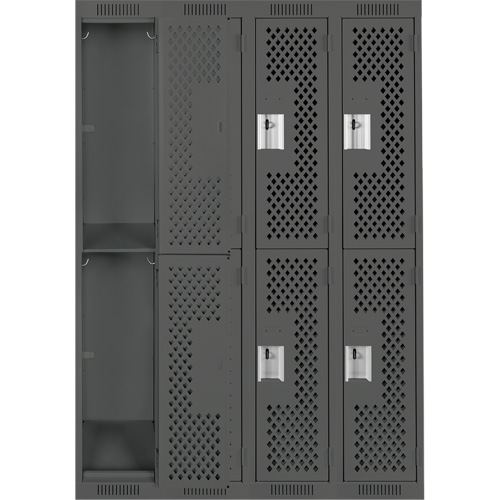 Casiers Clean Line, 2 niveaux, Bloc de 4, 48" x 15" x 72", Acier, Charbon, Rivet (assembl&eacute;), Perfor&eacute; Advanced Consulting and Training Ltd.