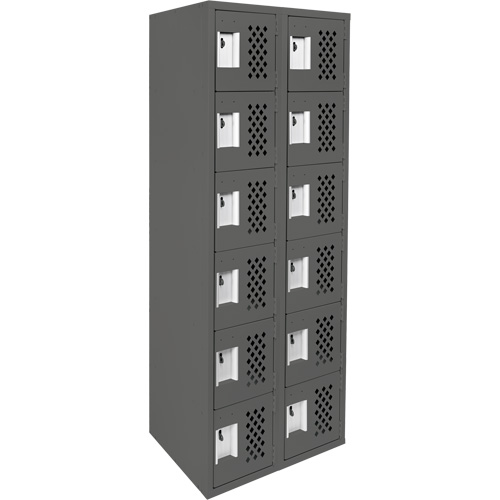 Assembled Lockerettes Clean Line Perforated Economy Lockers, 6 -tier, Bank of 2, 18" x 72" x 12", Steel Advanced Consulting and Training Ltd.