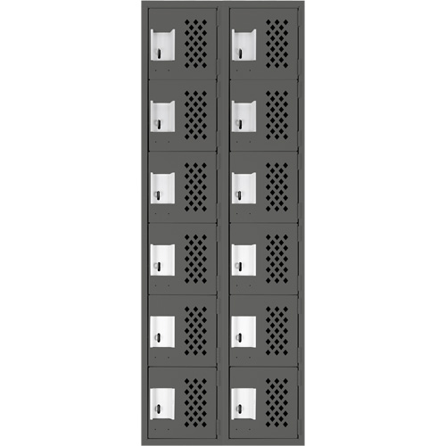 Assembled Lockerettes Clean Line Perforated Economy Lockers, 6 -tier, Bank of 2, 18" x 72" x 12", Steel Advanced Consulting and Training Ltd.