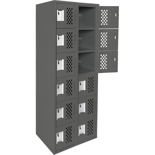 Assembled Lockerettes Clean Line Perforated Economy Lockers, 6 -tier, Bank of 2, 18" x 72" x 12", Steel Advanced Consulting and Training Ltd.
