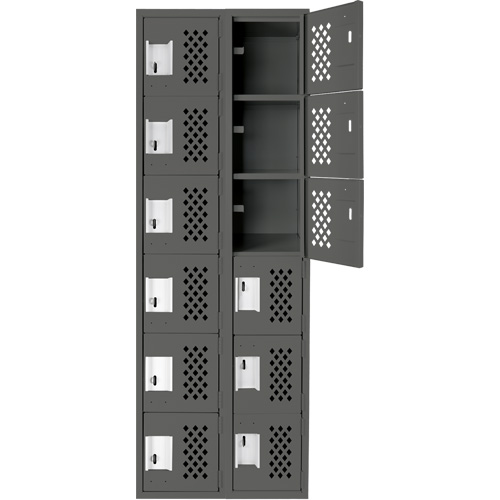 Assembled Lockerettes Clean Line Perforated Economy Lockers, 6 -tier, Bank of 2, 18" x 72" x 12", Steel Advanced Consulting and Training Ltd.