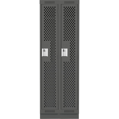 Clean Line Lockers, Bank of 2, 24" x 12" x 76", Steel, Charcoal, Rivet (Assembled), Perforated Advanced Consulting and Training Ltd.