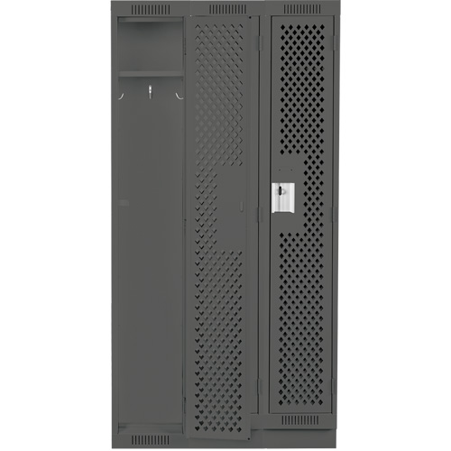Clean Line Lockers, Bank of 3, 36" x 18" x 76", Steel, Charcoal, Rivet (Assembled), Perforated Advanced Consulting and Training Ltd.