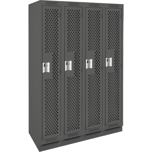 Clean Line Lockers, Bank of 4, 48" x 18" x 76", Steel, Charcoal, Rivet (Assembled), Perforated Advanced Consulting and Training Ltd.