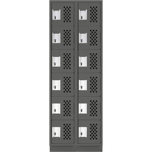 Assembled Lockerettes Clean Line Perforated Economy Lockers, 6 -tier, Bank of 2, 18" x 72" x 12", Steel Advanced Consulting and Training Ltd.