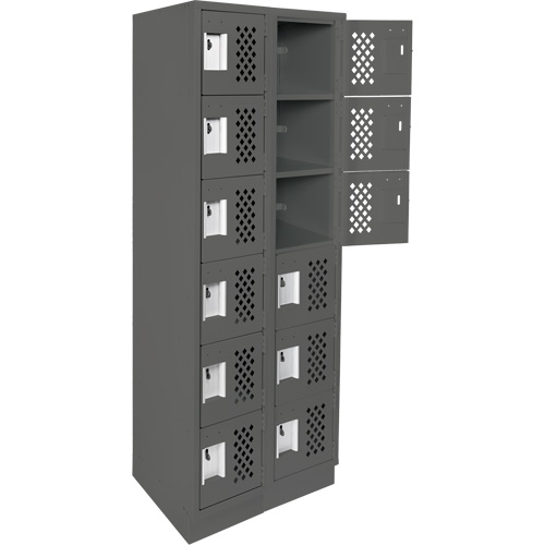 Assembled Lockerettes Clean Line Perforated Economy Lockers, 6 -tier, Bank of 2, 18" x 72" x 12", Steel Advanced Consulting and Training Ltd.