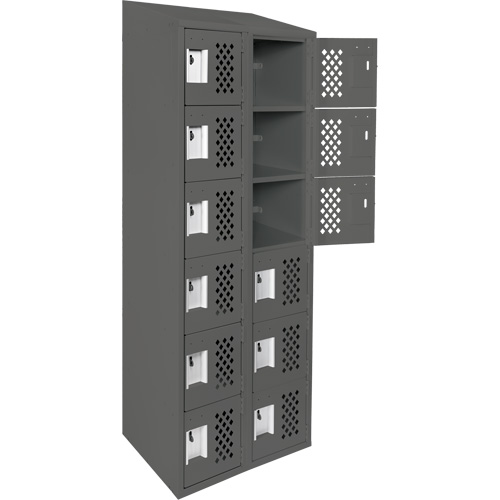 Assembled Lockerettes Clean Line Perforated Economy Lockers, 6 -tier, Bank of 2, 18" x 72" x 12", Steel Advanced Consulting and Training Ltd.