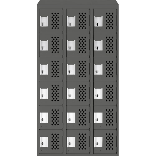 Assembled Lockerettes Clean Line Perforated Economy Lockers, 6 -tier, Bank of 3, 18" x 72" x 12", Steel Advanced Consulting and Training Ltd.