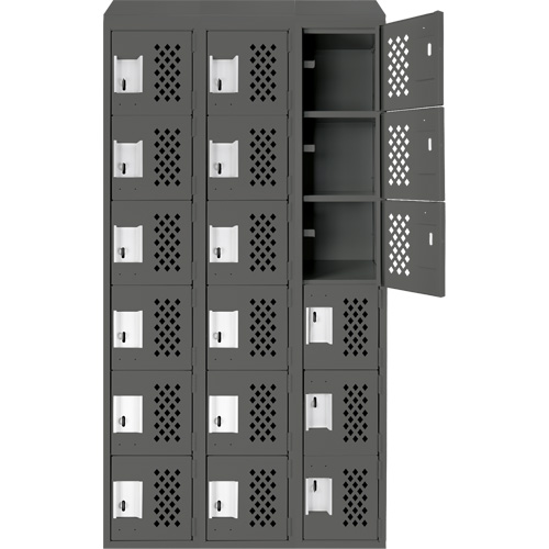 Assembled Lockerettes Clean Line Perforated Economy Lockers, 6 -tier, Bank of 3, 18" x 72" x 12", Steel Advanced Consulting and Training Ltd.