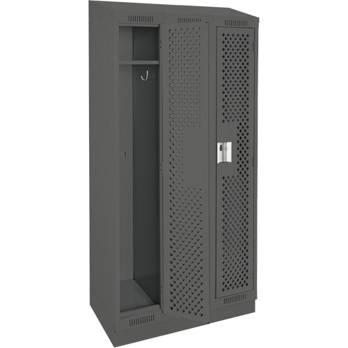 Clean Line Lockers, Bank of 3, 36" x 12" x 82", Steel, Charcoal, Rivet (Assembled), Perforated Advanced Consulting and Training Ltd.