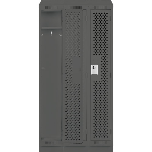 Clean Line Lockers, Bank of 3, 36" x 12" x 82", Steel, Charcoal, Rivet (Assembled), Perforated Advanced Consulting and Training Ltd.