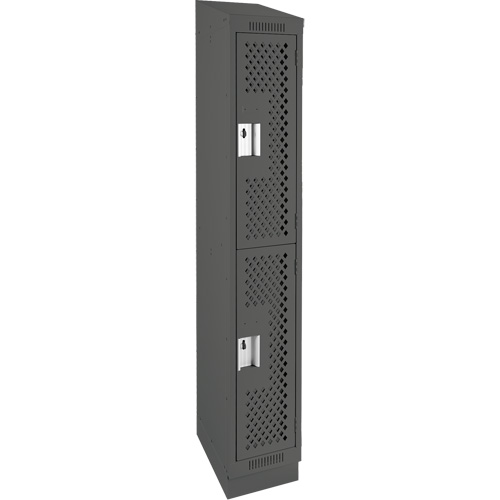 Clean Line Lockers, 2 -tier, 12" x 15" x 82", Steel, Charcoal, Rivet (Assembled), Perforated Advanced Consulting and Training Ltd.