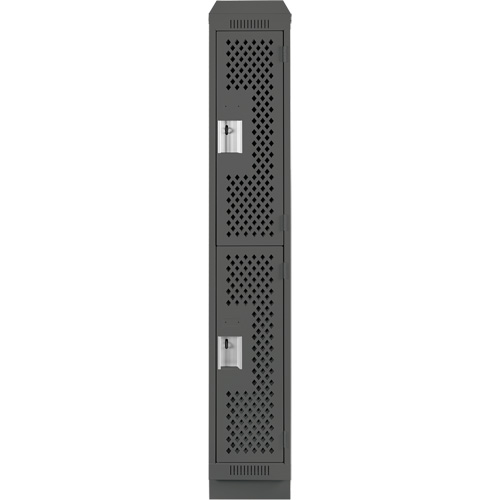 Clean Line Lockers, 2 -tier, 12" x 15" x 82", Steel, Charcoal, Rivet (Assembled), Perforated Advanced Consulting and Training Ltd.
