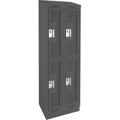 Clean Line Lockers, 2 -tier, Bank of 2, 24" x 15" x 82", Steel, Charcoal, Rivet (Assembled), Perforated Advanced Consulting and Training Ltd.