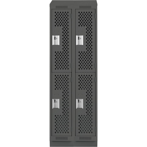 Clean Line Lockers, 2 -tier, Bank of 2, 24" x 15" x 82", Steel, Charcoal, Rivet (Assembled), Perforated Advanced Consulting and Training Ltd.