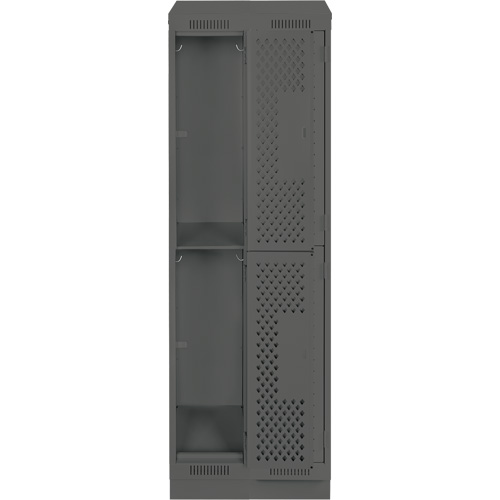 Clean Line Lockers, 2 -tier, Bank of 2, 24" x 15" x 82", Steel, Charcoal, Rivet (Assembled), Perforated Advanced Consulting and Training Ltd.