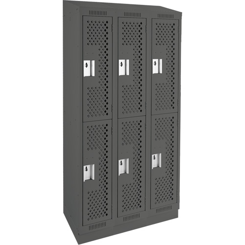 Clean Line Lockers, 2 -tier, Bank of 3, 36" x 15" x 82", Steel, Charcoal, Rivet (Assembled), Perforated Advanced Consulting and Training Ltd.