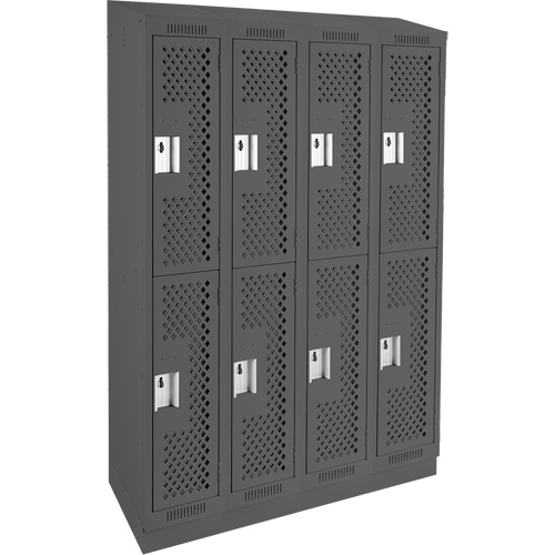 Clean Line Lockers, 2 -tier, Bank of 4, 48" x 15" x 82", Steel, Charcoal, Rivet (Assembled), Perforated Advanced Consulting and Training Ltd.