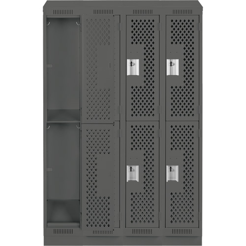 Clean Line Lockers, 2 -tier, Bank of 4, 48" x 15" x 82", Steel, Charcoal, Rivet (Assembled), Perforated Advanced Consulting and Training Ltd.