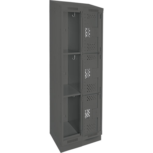 Clean Line Lockers, 3 -tier, Bank of 2, 24" x 12" x 82", Steel, Charcoal, Rivet (Assembled), Perforated Advanced Consulting and Training Ltd.