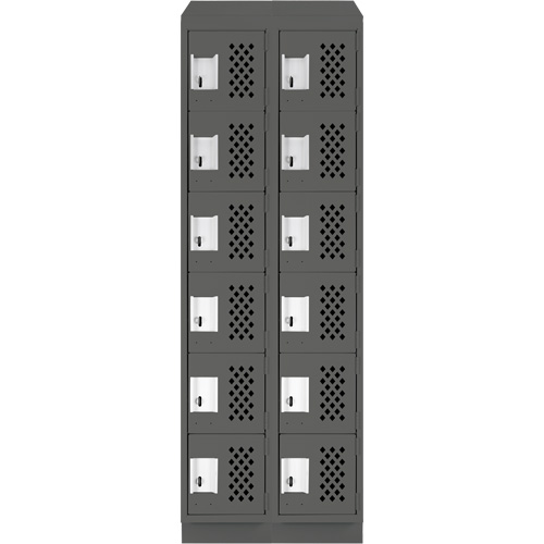 Clean-Line Perforated Lockerette, 6 -tier, Bank of 2, 15" x 72" x 12", Steel Advanced Consulting and Training Ltd.