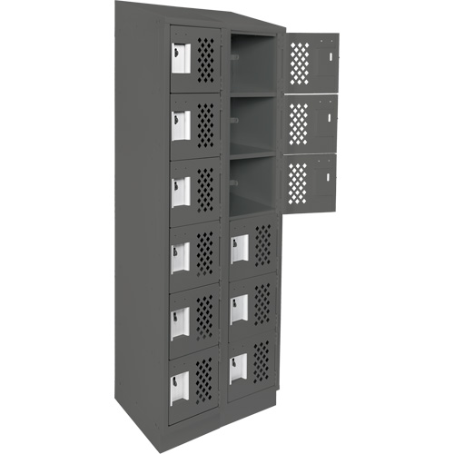 Clean-Line Perforated Lockerette, 6 -tier, Bank of 2, 15" x 72" x 12", Steel Advanced Consulting and Training Ltd.