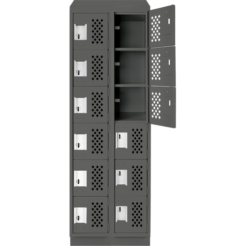 Clean-Line Perforated Lockerette, 6 -tier, Bank of 2, 15" x 72" x 12", Steel Advanced Consulting and Training Ltd.