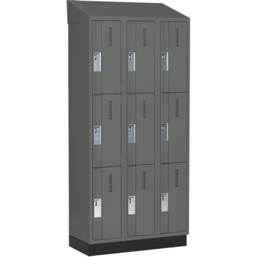 Concorde Heavy-Duty Lockers, 3 -tier, Bank of 3, 36" x 18" x 82", Steel, Charcoal, Welded (Assembled) Advanced Consulting and Training Ltd.