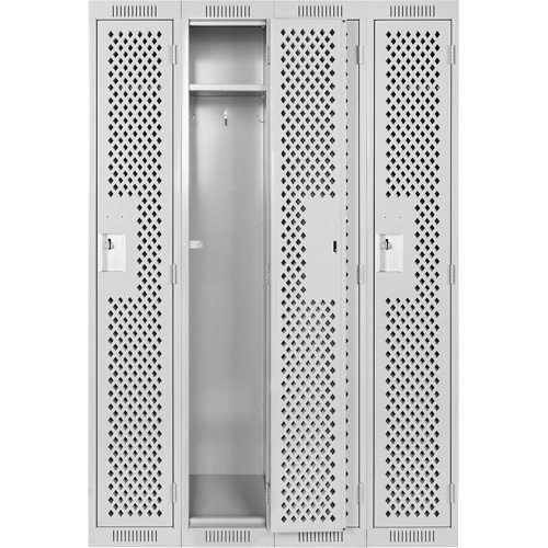 Clean Line Lockers, Bank of 4, 48" x 15" x 72", Steel, Grey, Rivet (Assembled), Perforated Advanced Consulting and Training Ltd.
