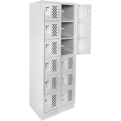 Assembled Lockerettes Clean Line Perforated Economy Lockers, 6 -tier, Bank of 2, 18" x 72" x 12", Steel Advanced Consulting and Training Ltd.