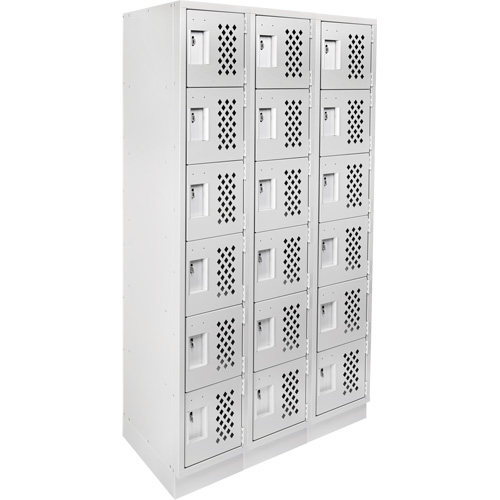 Assembled Lockerettes Clean Line Perforated Economy Lockers, 6 -tier, Bank of 3, 18" x 72" x 12", Steel Advanced Consulting and Training Ltd.