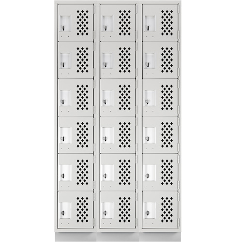 Assembled Lockerettes Clean Line Perforated Economy Lockers, 6 -tier, Bank of 3, 18" x 72" x 12", Steel Advanced Consulting and Training Ltd.