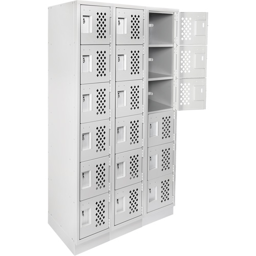Assembled Lockerettes Clean Line Perforated Economy Lockers, 6 -tier, Bank of 3, 18" x 72" x 12", Steel Advanced Consulting and Training Ltd.
