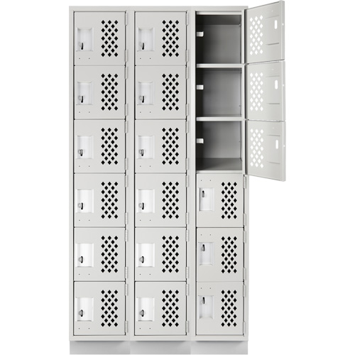 Assembled Lockerettes Clean Line Perforated Economy Lockers, 6 -tier, Bank of 3, 18" x 72" x 12", Steel Advanced Consulting and Training Ltd.