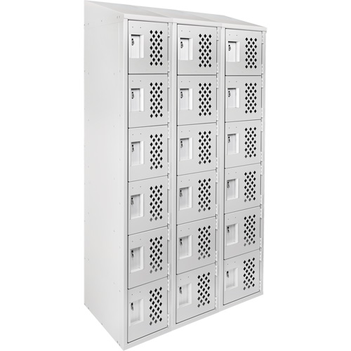 Assembled Lockerettes Clean Line Perforated Economy Lockers, 6 -tier, Bank of 3, 18" x 72" x 12", Steel Advanced Consulting and Training Ltd.
