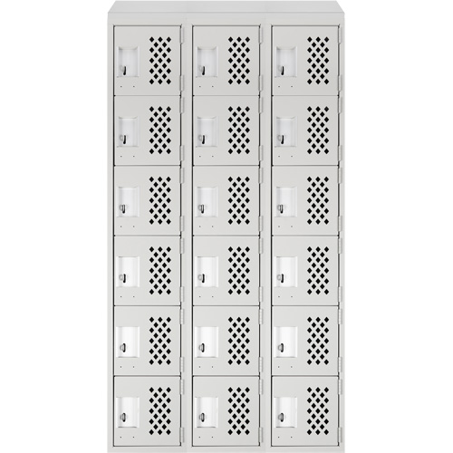 Assembled Lockerettes Clean Line Perforated Economy Lockers, 6 -tier, Bank of 3, 18" x 72" x 12", Steel Advanced Consulting and Training Ltd.