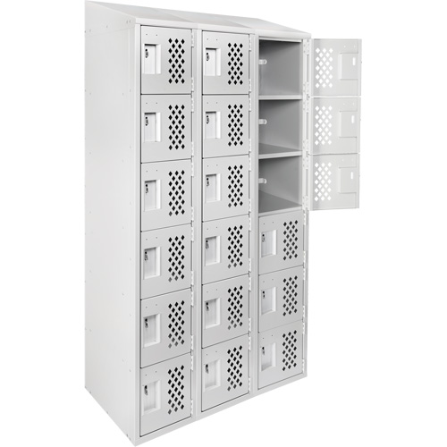 Assembled Lockerettes Clean Line Perforated Economy Lockers, 6 -tier, Bank of 3, 18" x 72" x 12", Steel Advanced Consulting and Training Ltd.
