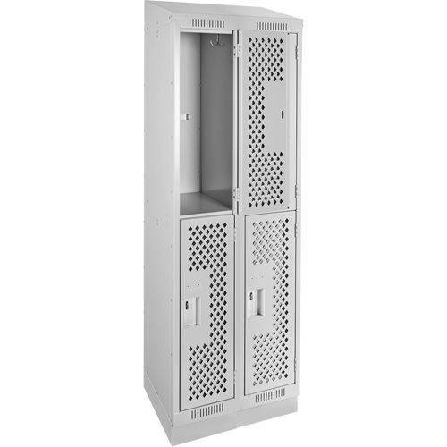 Clean Line Lockers, 2 -tier, Bank of 2, 24" x 15" x 82", Steel, Grey, Rivet (Assembled), Perforated Advanced Consulting and Training Ltd.
