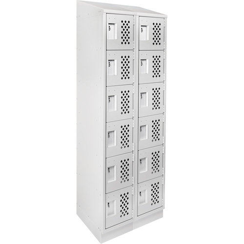Clean-Line Perforated Lockerette, 6 -tier, Bank of 2, 15" x 72" x 12", Steel Advanced Consulting and Training Ltd.