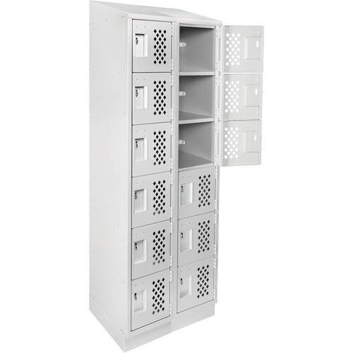 Clean-Line Perforated Lockerette, 6 -tier, Bank of 2, 15" x 72" x 12", Steel Advanced Consulting and Training Ltd.