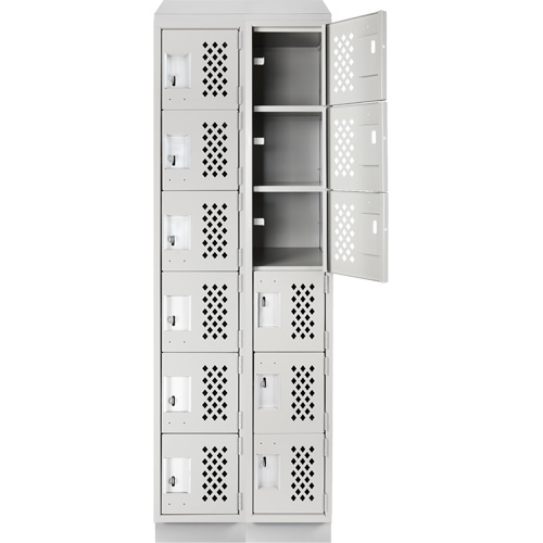 Clean-Line Perforated Lockerette, 6 -tier, Bank of 2, 15" x 72" x 12", Steel Advanced Consulting and Training Ltd.