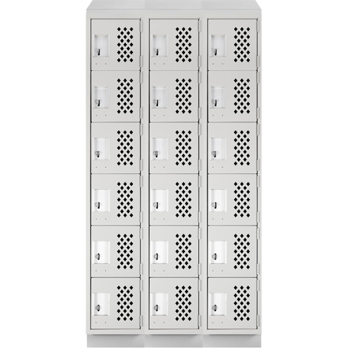 Clean-Line Perforated Lockerette, 6 -tier, Bank of 3, 15" x 72" x 12", Steel Advanced Consulting and Training Ltd.