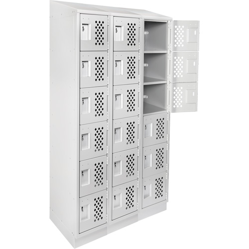 Clean-Line Perforated Lockerette, 6 -tier, Bank of 3, 15" x 72" x 12", Steel Advanced Consulting and Training Ltd.