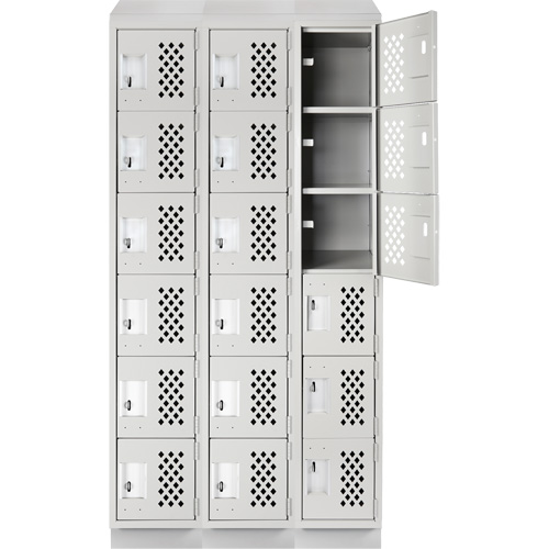 Clean-Line Perforated Lockerette, 6 -tier, Bank of 3, 15" x 72" x 12", Steel Advanced Consulting and Training Ltd.